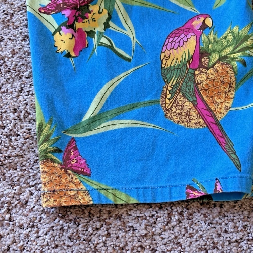 Vintage Bill Blass Jeans Tropical Capri Pants Size 14 Parrot Pineapple Print 🦜 - Picture 12 of 15